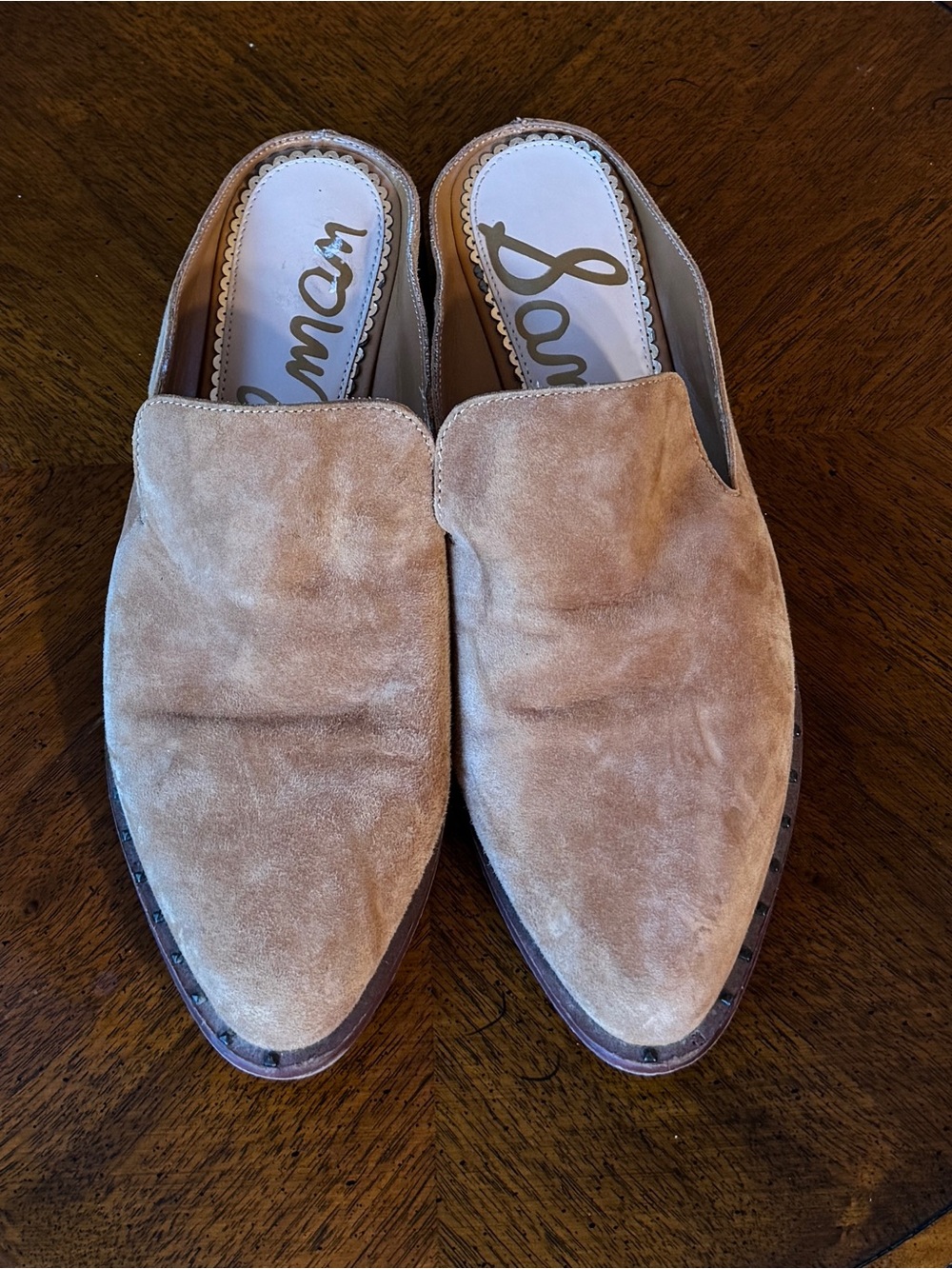 Sam Edelman Lewellyn Studded Suede Mules — Sz 8